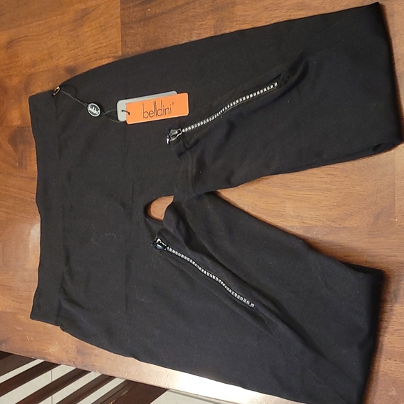 Belldini Pants - Leggings Belladini, S/M black leggings with rhinestones zippers at ankles ,